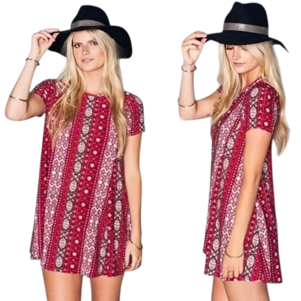 Show Me Your Mumu Nicks Babydoll Dress Red Boho Flowy Women Medium